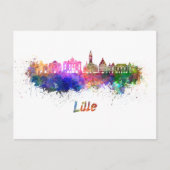 Lille skyline im Watercolor Postkarte (Vorderseite)