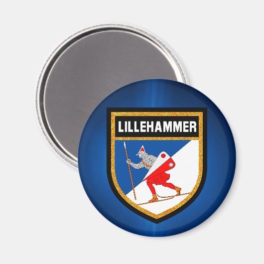 Lillehammer Flag Magnet (Vorderseite/Rückseite)