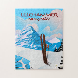 Lillehammer Norway Ski poster. Puzzle