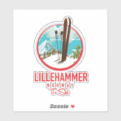 Lillehammer Norwegen Ski-Logo Aufkleber (Blatt)