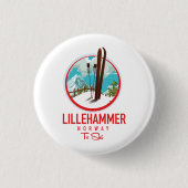 Lillehammer Norwegen Ski-Logo Button (Vorderseite)