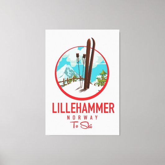 Lillehammer Norwegen Ski-Logo Leinwanddruck (Vorderseite)