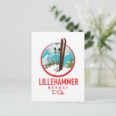 Lillehammer Norwegen Ski-Logo Postkarte (Stehend Vorderseite)