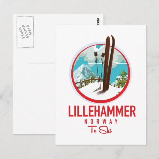 Lillehammer Norwegen Ski-Logo Postkarte (Vorne/Hinten)