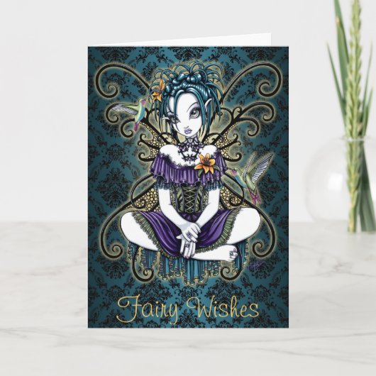 "Lillian" Gothic Hummingbird Fairy Art Card Karte (Vorderseite)
