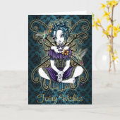 "Lillian" Gothic Hummingbird Fairy Art Card Karte (Gelbe Blume)