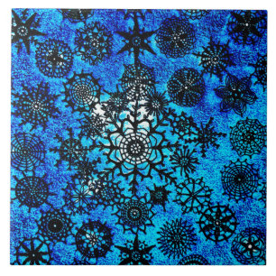 Lillians Baby Blue Snowflakes Tile Fliese