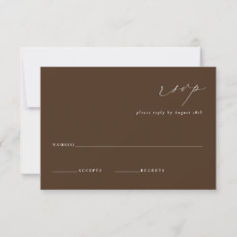 LILLIE Elegant Brown Wedding RSVP Karte
