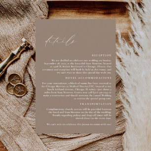 LILLIE Elegant Mocha Brown Wedding Details Begleitkarte
