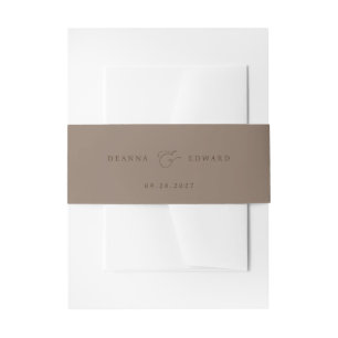 LILLIE Elegant Mocha Brown Wedding Einladungsbanderole