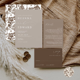 LILLIE Elegante braune Hochzeitseinladung Einladung