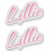 Lillie name pink x2 aufkleber (Vorderseite)