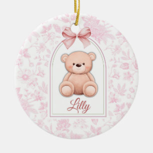 Lilly   Benutzerdefiniertes rosa Teddy-Bär-Kinderz Keramik Ornament