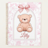 Lilly | Benutzerdefiniertes rosa Teddy-Bär-Kinderz Planer (Vorderseite)