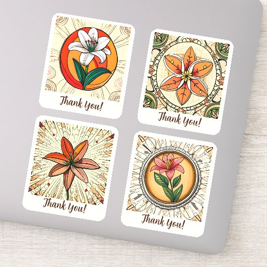 Lilly Blume Groovy Retro Personalisiert Aufkleber (Detail)