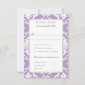 Lilly Damask Floral Wedding Meal RSVP Card Karte (Vorderseite)