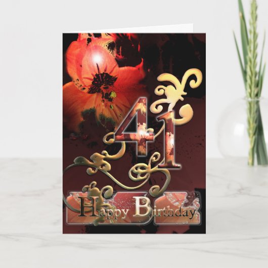 Lilly Dream Blume Happy 41 Geburtstag verziert Karte (Vorderseite)