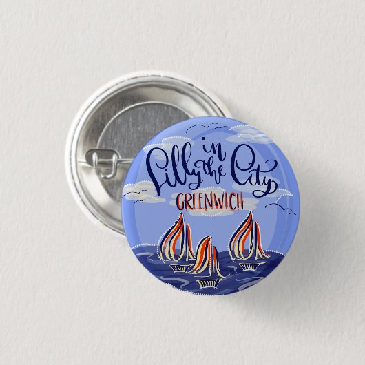 Lilly in der Stadt Greenwich Button (Vorne & Hinten)