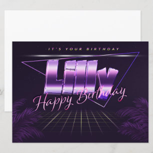 Lilly Name Vorname lila retro Karte Geburtstag