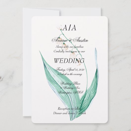 Lilly of the Valley Wedding Einladung (Vorderseite)