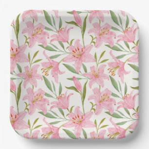 Lilly-Papierteller, rosa florale Party Pappteller
