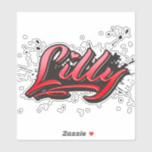 Lilly red Heart Graffiti Aufkleber Sticker (Blatt)