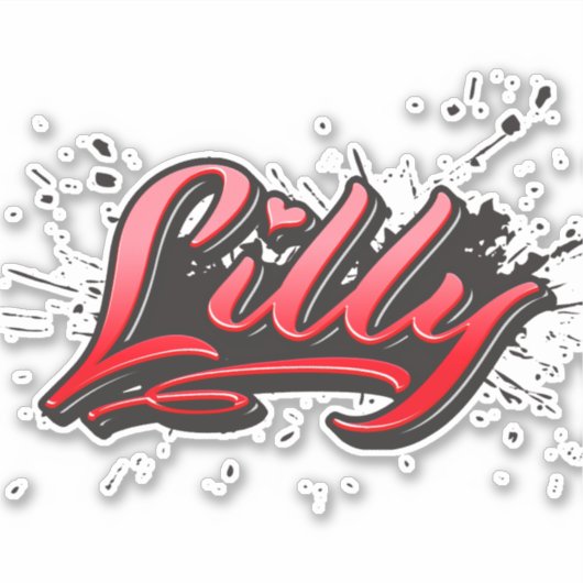 Lilly red Heart Graffiti Aufkleber Sticker (Vorderseite)