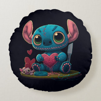 Lilo und Stitch Valentine Hearts Graphic Pillow Rundes Kissen