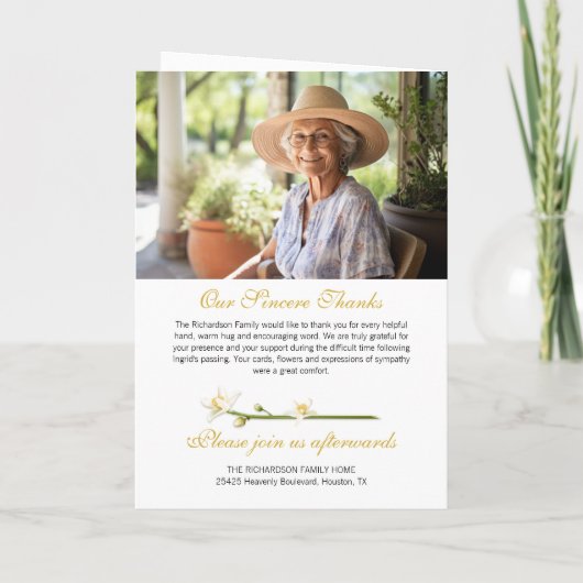 Lily 2-Foto-Beerdigung-Programm der Weißen Orchide Programm (Rückseite)