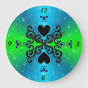 Lily and Heart on Rainbow Große Wanduhr
