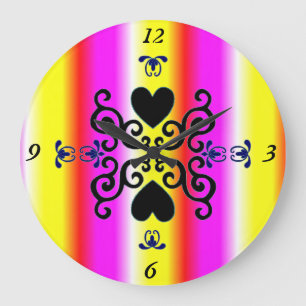 Lily and Heart on Rainbow Große Wanduhr