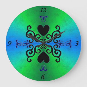 Lily and Heart on Rainbow Große Wanduhr