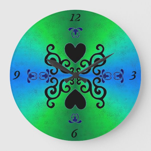 Lily and Heart on Rainbow Große Wanduhr (Vorderseite)