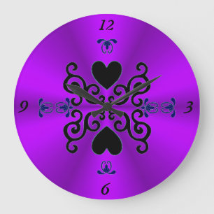 Lily and Heart on Rainbow Große Wanduhr