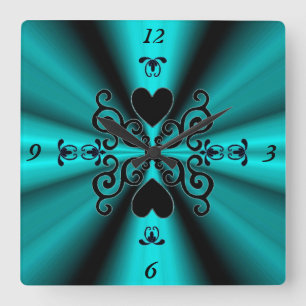 Lily and Heart on Rainbow Quadratische Wanduhr