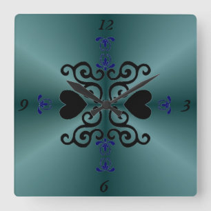 Lily and Heart on Rainbow Quadratische Wanduhr