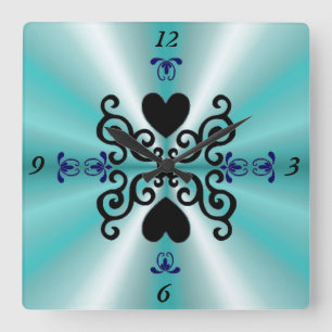 Lily and Heart on Rainbow Quadratische Wanduhr