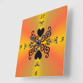 Lily and Heart on Rainbow Quadratische Wanduhr (Winkel)