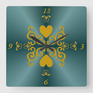 Lily and Heart on Rainbow Quadratische Wanduhr