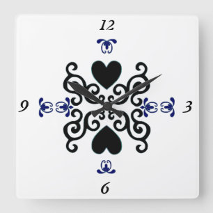 Lily and Heart Quadratische Wanduhr