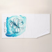 Lily Art White & Aquamarine fette Blume Blumenvorl Badehandtuch (Badehandtuch)