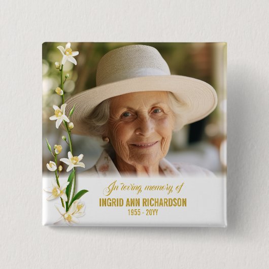 Lily Beerdigung von White Orchid Button (Vorderseite)