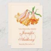 Lily Bell Fine Art Hochzeitsmenü Menükarte (Vorne/Hinten)