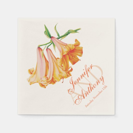 Lily Bell Fine Art Name Hochzeitstitel Papierservi Serviette (Vorderseite)