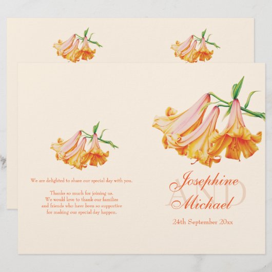 Lily bell Lilies großes Hochzeitsprogramm (Vorne/Hinten)