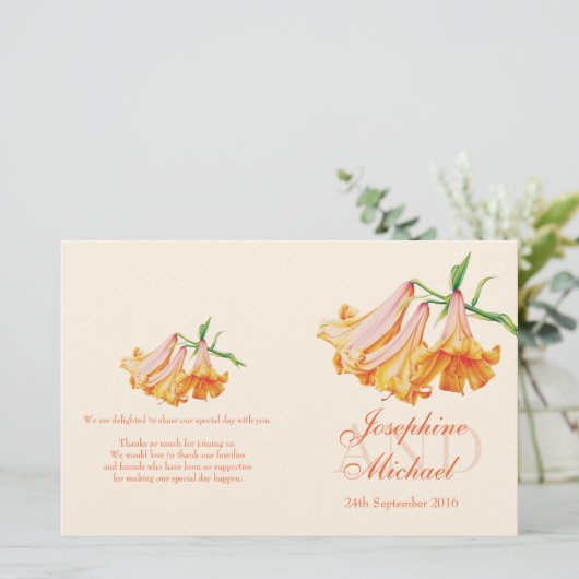 Lily bell Lilies Hochzeitsprogramm (Stehend Vorderseite)