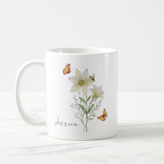 Lily Birth Month Flower Kaffeetasse (Links)