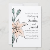 Lily Bloral Line Art Ink Wedding Kraft (Vorderseite)