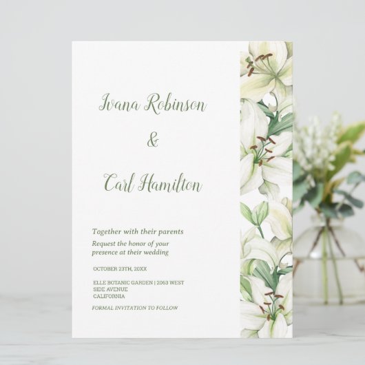 LILY Blossom Elegance Einladung (Stehend Vorderseite)