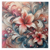 Lily blüht in schwindelerregenden Mustern Fliese (Vorderseite)